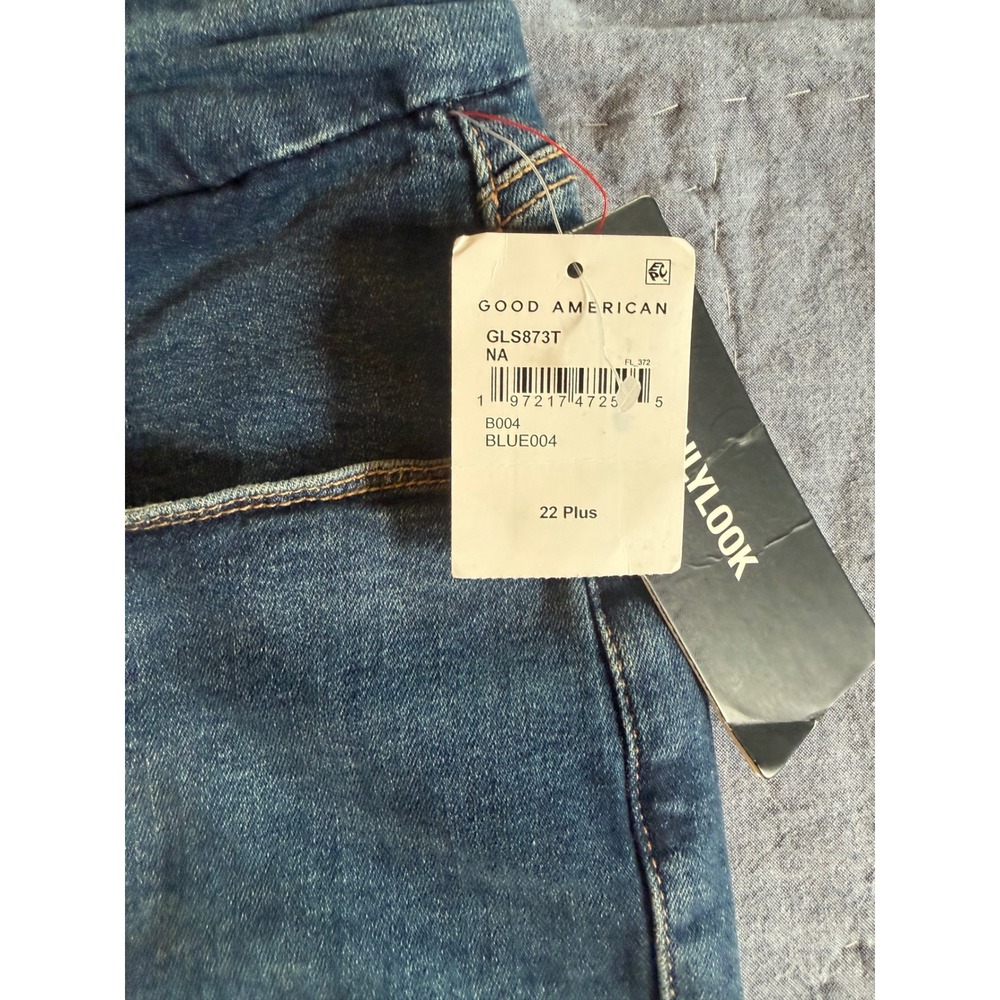 Good American Good Legs Straight High Rise Jeans Blue Size 22 GL5873T NWT Blue - Picture 10 of 10